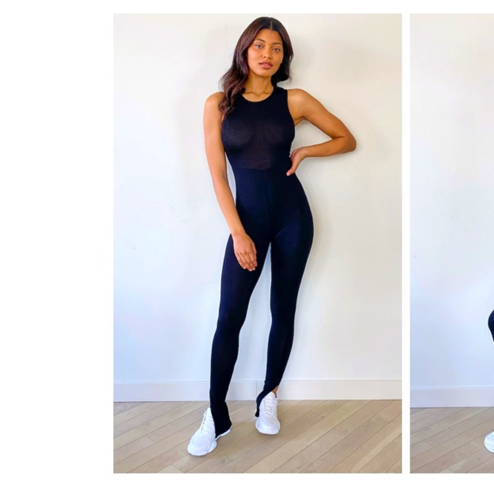 Black Sleeveless Split Hem Jumpsuit